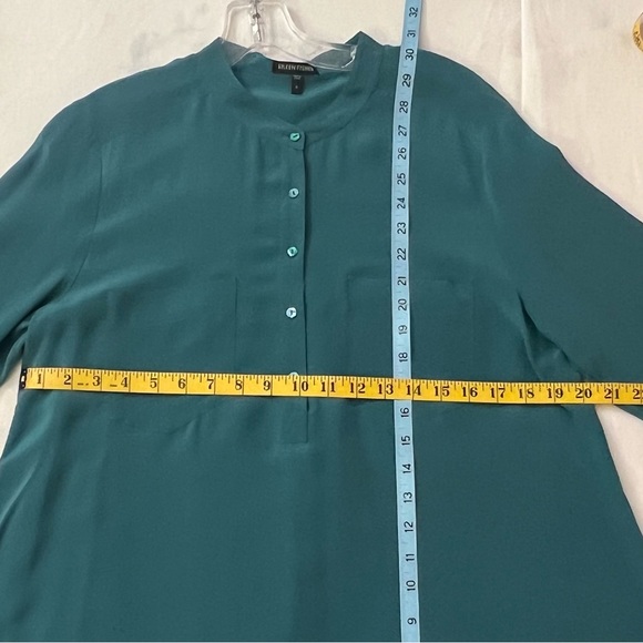 Eileen Fisher silk turquoise blouse - Picture 9 of 11